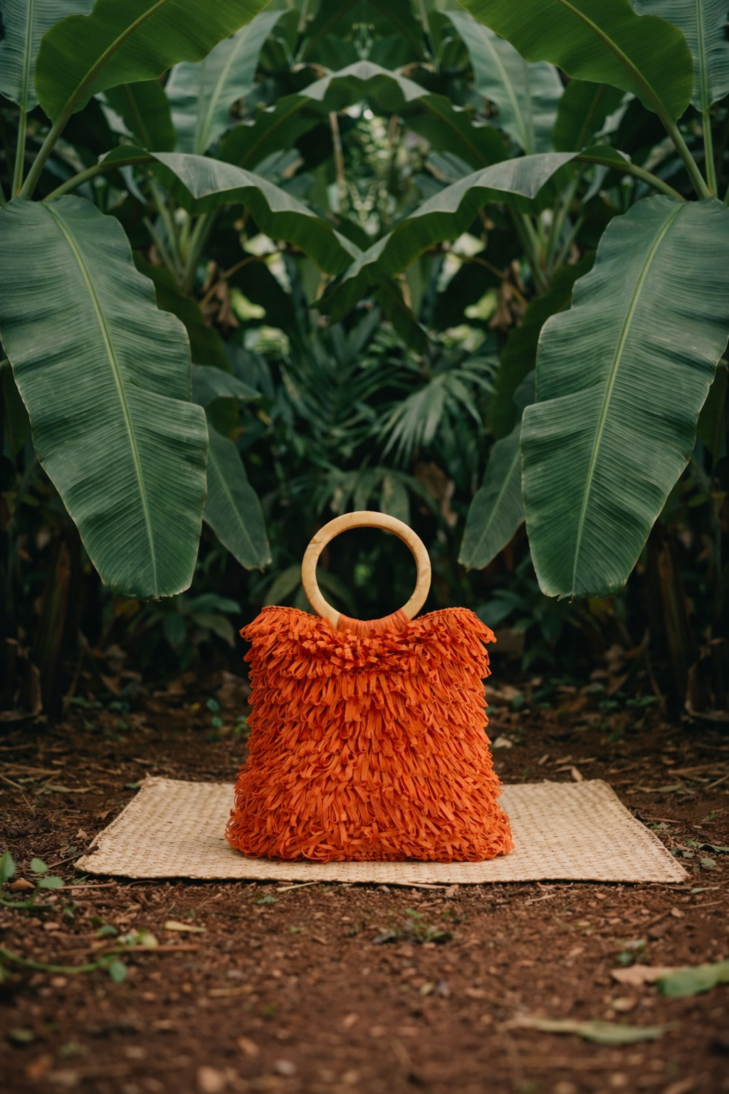 Loop and Form - coral raffia bag