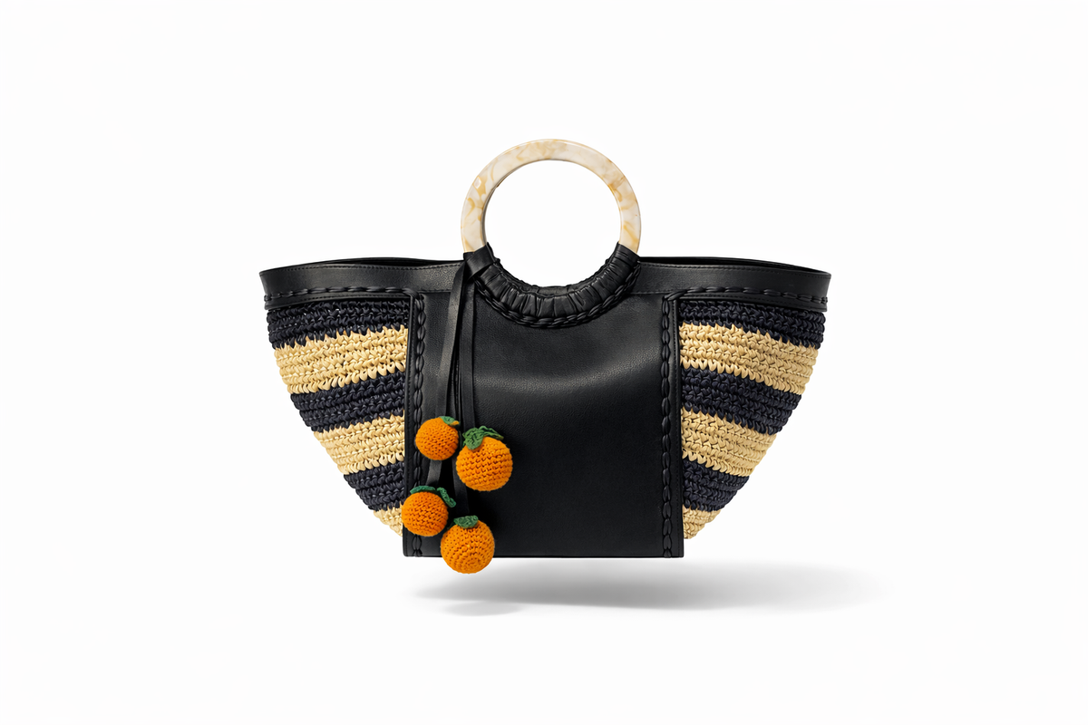 Citrina  Leather and Raffia Tote
