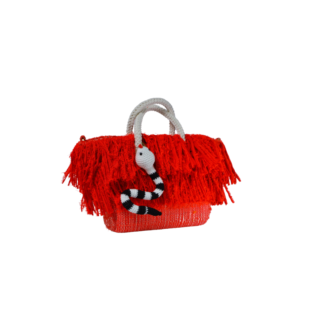 Red Fringe Beach Basket