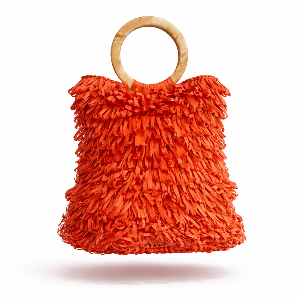Loop and Form - coral raffia bag
