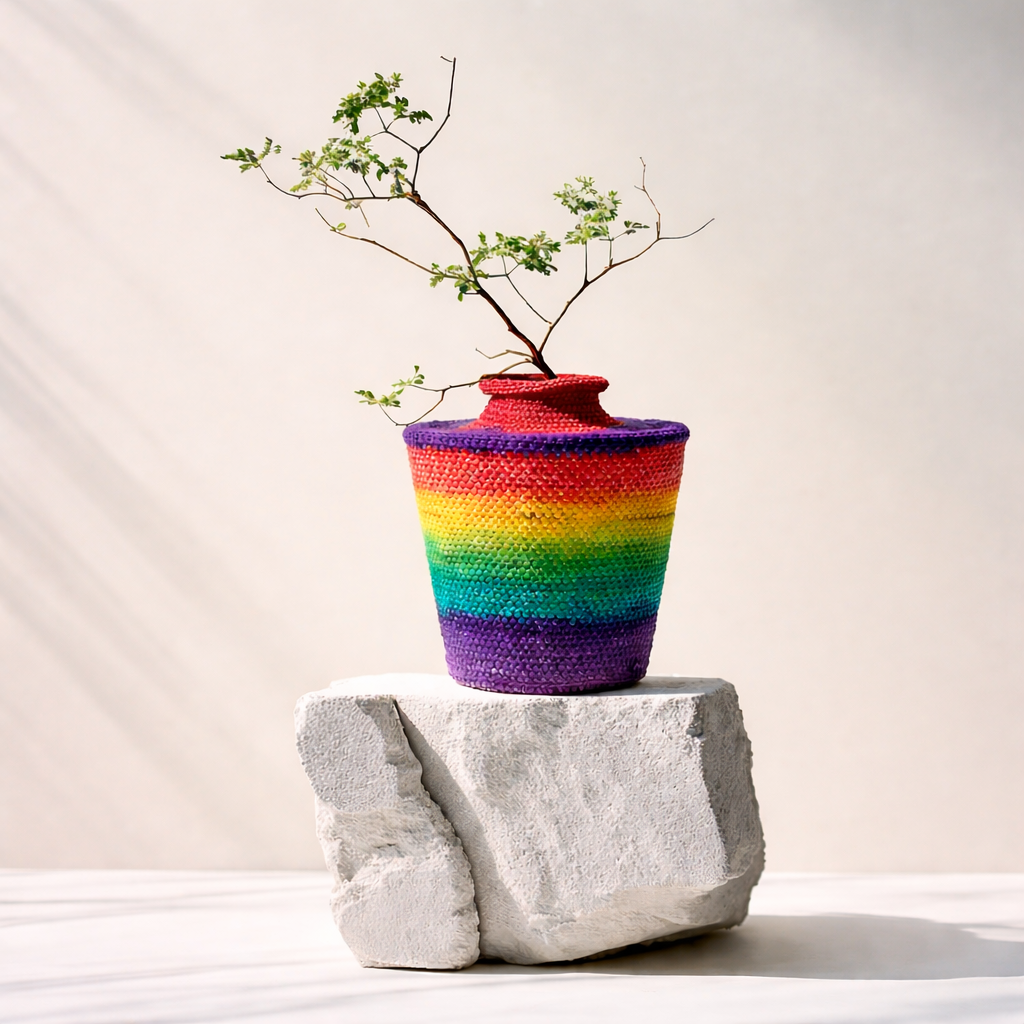 Prism weave crochet vase